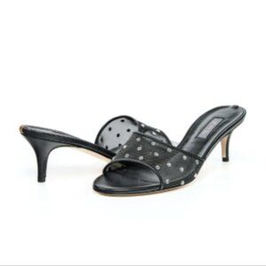 NIB Sarah Jessica Parker Perry Galaxy Mesh Embellished Sandals Black  EU 37 US 7